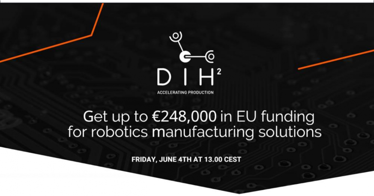 DIH2 – 2ª Open Call – disponibiliza até 248,000€ para novas soluções de robotica para agilizar os setores produtivos – webinar de apresentação 4 de junho