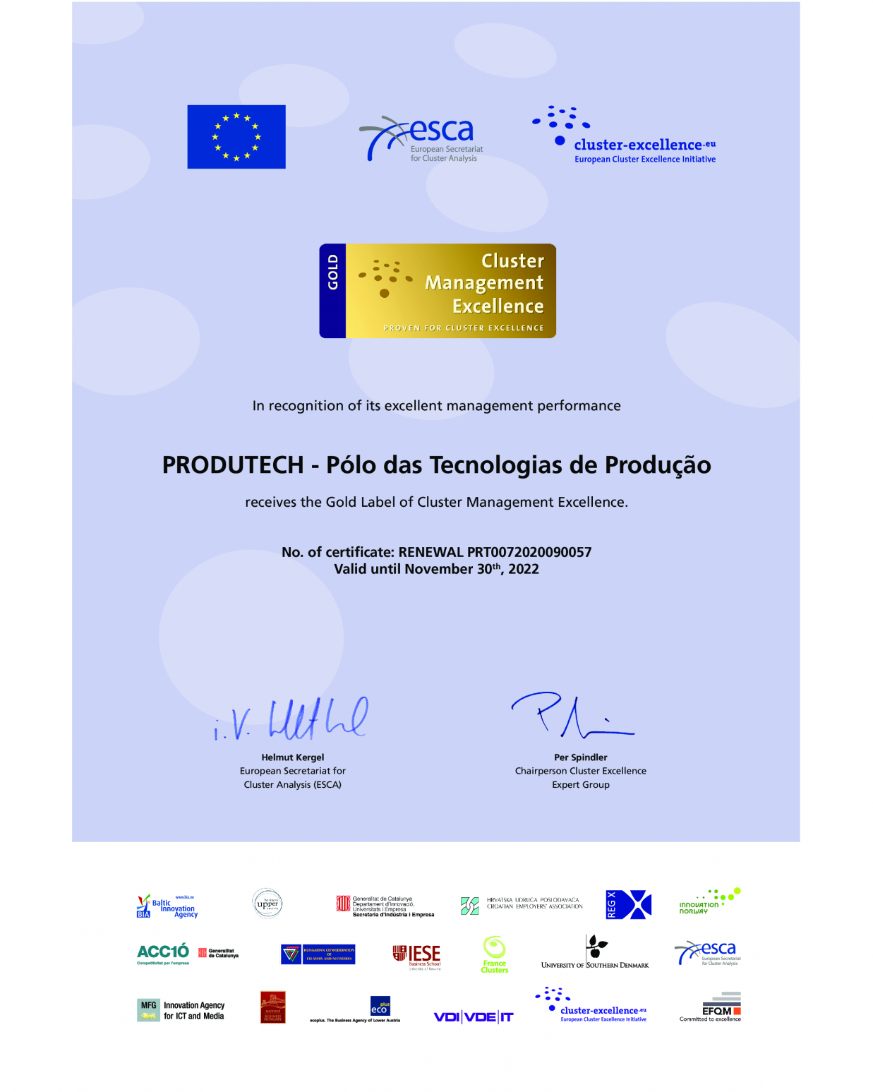 PRODUTECH renova reconhecimento como CLUSTER de Excelência a nível Europeu